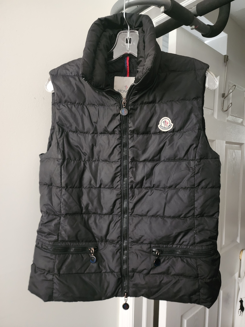 Authentic Moncler Black Quilted Down Vest with High Collar Size 3.